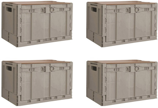 룸인홈 오픈도어 폴딩박스 63L + MDF 상판, 브라운, 4개