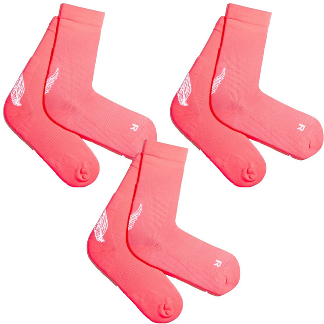 리투 블랙 윙 러닝 크루 삭스, 핑크, 3개