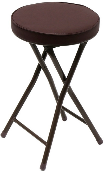 팬물산 이지라이프 원형 쿠션 접이식 의자, 브라운, 1개