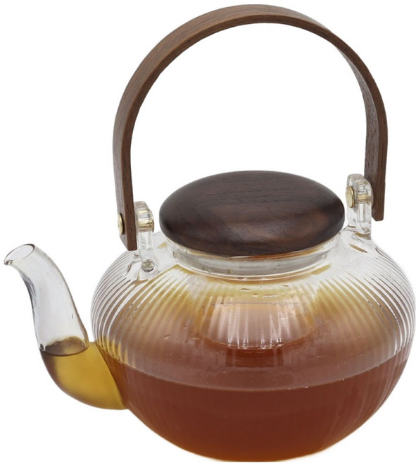 엔에이치비 내열 우드 유리 티 주전자, 1개, 960ml, 투명