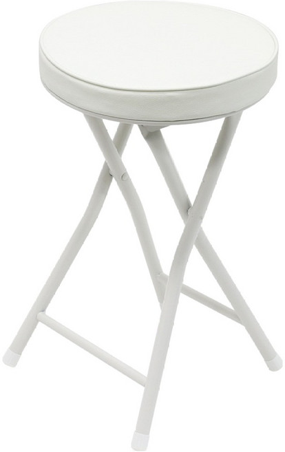 팬물산 이지라이프 원형 쿠션 접이식 의자, 아이보리, 1개