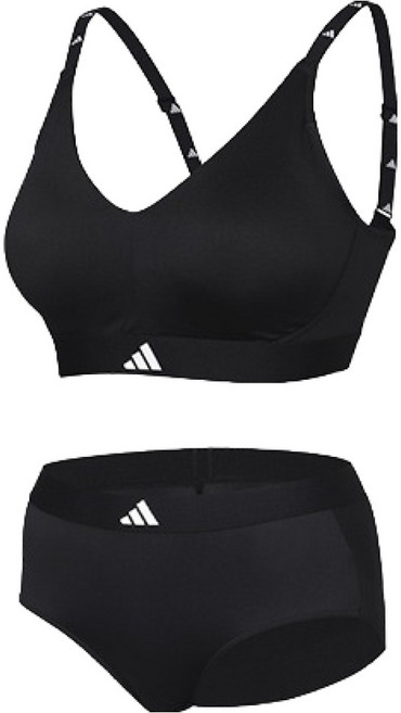 아디다스 여성용 에어로레디 밀착 서포트 브라 + 팬티 세트
