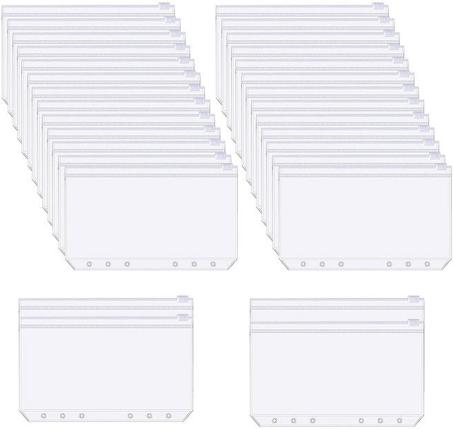 유메모아 6공 다이어리 PVC 지퍼백 현금 생활 다이어리 리필속지, 1매, 30개