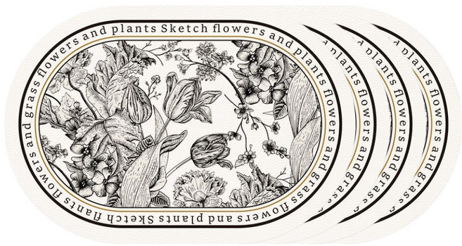 MEO 북유럽 노르딕 가죽 방수 식탁 테이블매트, 가든, 45 x 30 cm, 4개