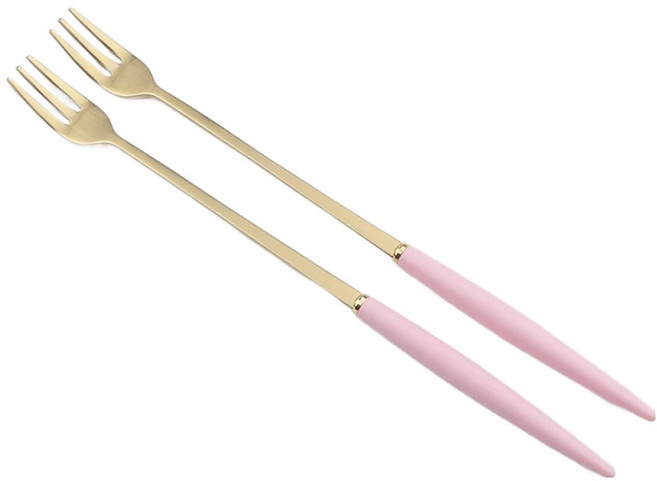 보겐 알르망드 골드 커트러리 롱포크, 핑크, 2개