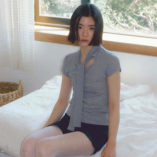 리올그 여성용 어썸피 스카프 디테일 티셔츠