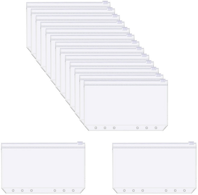 유메모아 6공 다이어리 PVC 지퍼백 현금 생활 다이어리 리필속지, 1매, 15개