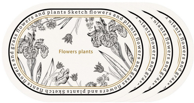 MEO 북유럽 노르딕 가죽 방수 식탁 테이블매트, 아이리스, 45 x 30 cm, 4개