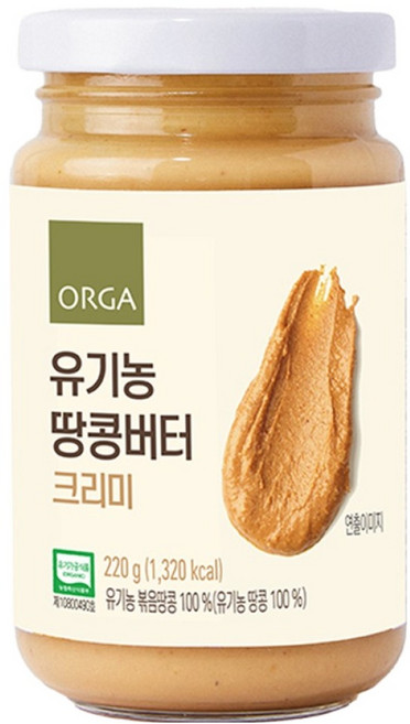 올가홀푸드 유기농 땅콩버터 크리미, 1개, 220g
