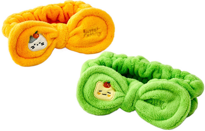 모던하우스 버터샵 리본 커플 세안밴드 2종 세트 FREE, 1세트, 제주 밀크캣 버터군