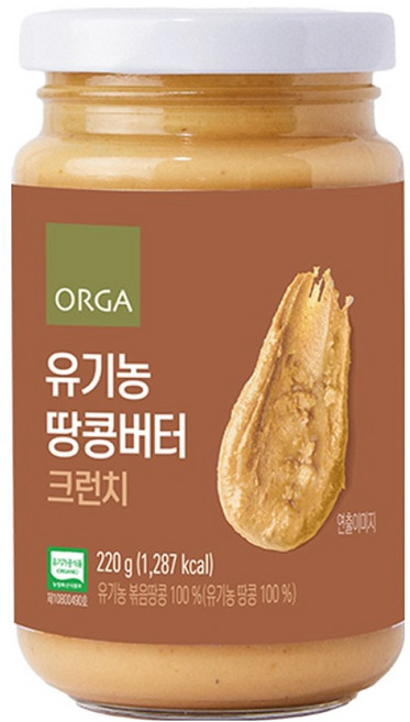 올가홀푸드 유기농 땅콩버터 크런치, 220g, 1개