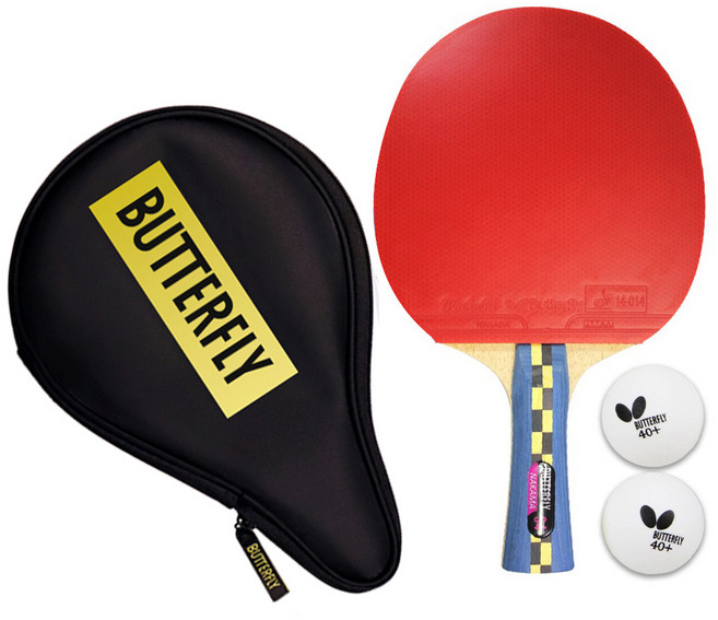 버터플라이 카본 양면 탁구 라켓 + 뉴BD로고 풀케이스2 옐로 세트, NAKAMAS4CY, 1개