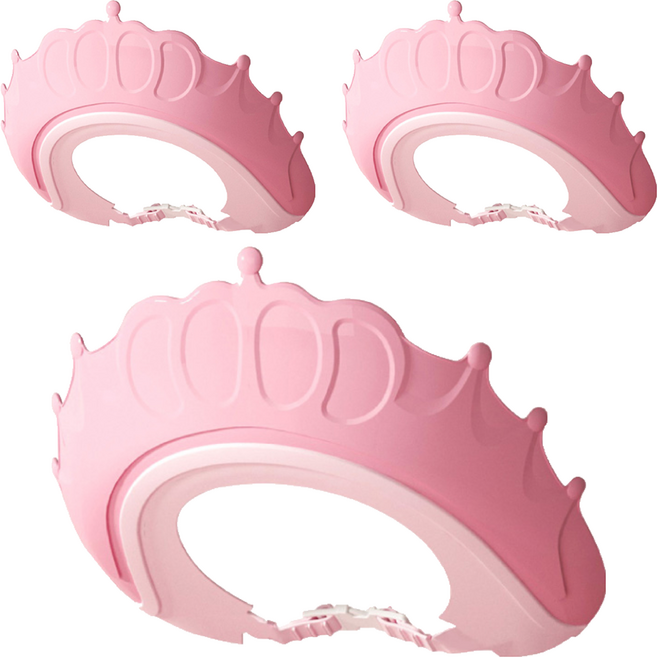 小麥購物 兒童護耳洗髮帽 皇冠款 Y518 62g, 櫻花粉, 3個