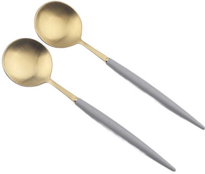 보겐 알르망드 골드 커트러리 디저트 스푼, 그레이, 2개