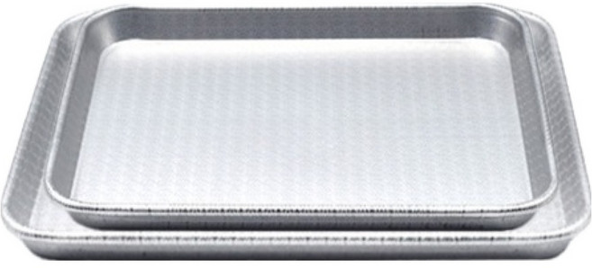 까사베니 알루미늄 직사각 쟁반 엠보싱형 2종 세트, 실버, 1세트