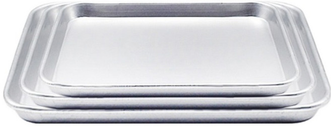 까사베니 알루미늄 직사각 쟁반 민자형 3종 세트, 실버, 1세트