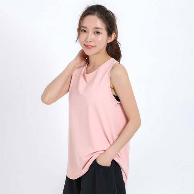 韓國 arua 女性寬鬆版瑜珈皮拉提斯無袖T恤
