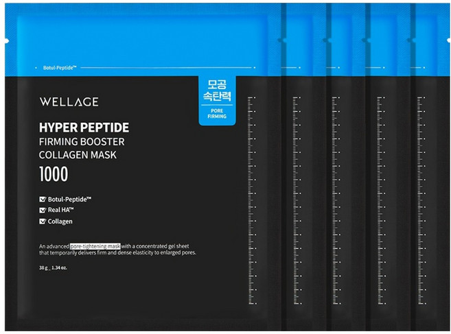 WELLAGE 唯拉珠 超胜肽緊緻膠原蛋白面膜, 5片, 1片