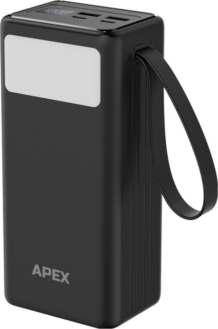 APEX PD 3.0 QC 3.0 잔량표시 LED라이트 초고속 65W 대용량 보조배터리 40000mAh, 블랙, AX-F400