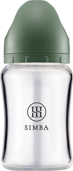 Simba 小獅王辛巴 蘊蜜質金玻璃寬口防脹氣奶瓶, 治綠, 1個, 180ml