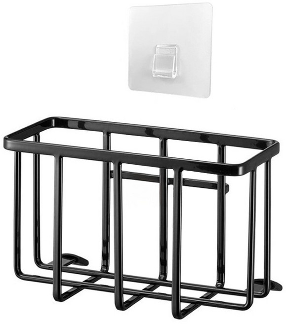 메오 부착식 공간활용 주방 수납 싱크대 스펀지 선반 S, 블랙, 1개