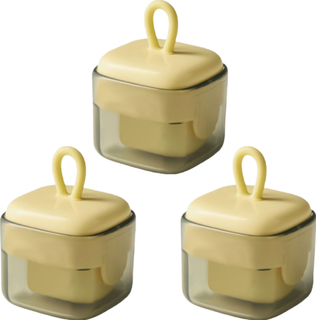 小麥購物 方糖水洗黏毛器 附貼紙 G888 奶油黃 56g, 3個