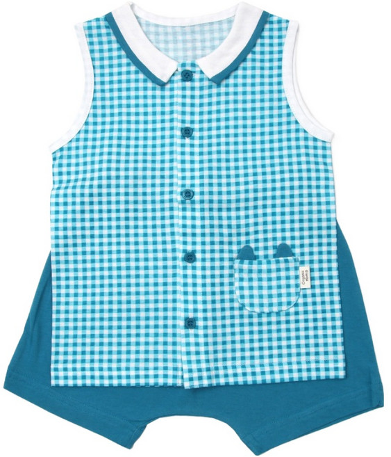 오가닉맘 유아용 통기성 민체크 민소내의 상의 + 하의 세트 MFM5EE12