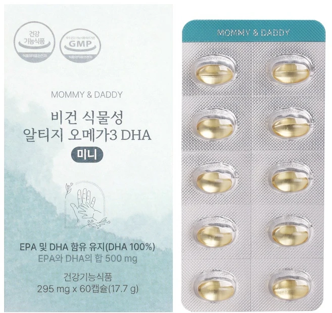 마미앤대디 임산부 비건 식물성 알티지 오메가3 DHA 미니캡슐 17.7g, 1개, 60정 - 쿠팡