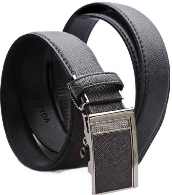 VONIN 천연소가죽 자동버클 쥬얼포인트스퀘어 클래식벨트 PL289BK