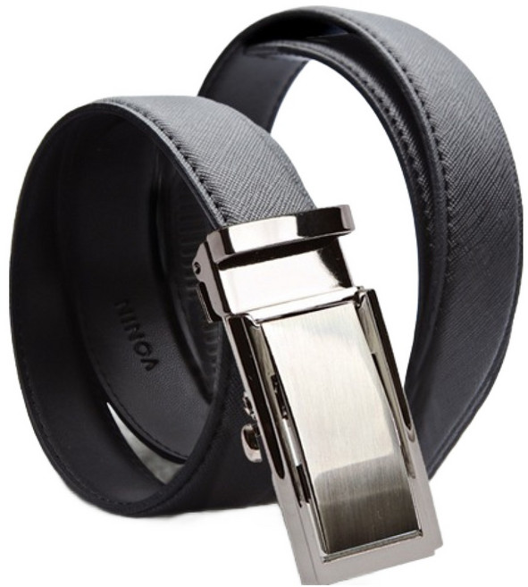 VONIN 천연소가죽 자동버클 심플 스퀘어 클래식벨트 PL283BK