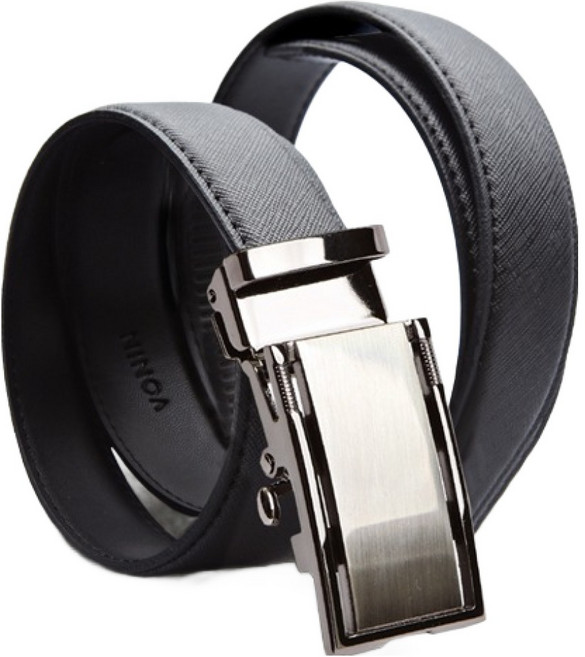 VONIN 천연소가죽 자동버클 커먼 메탈바 클래식벨트 PL281BK