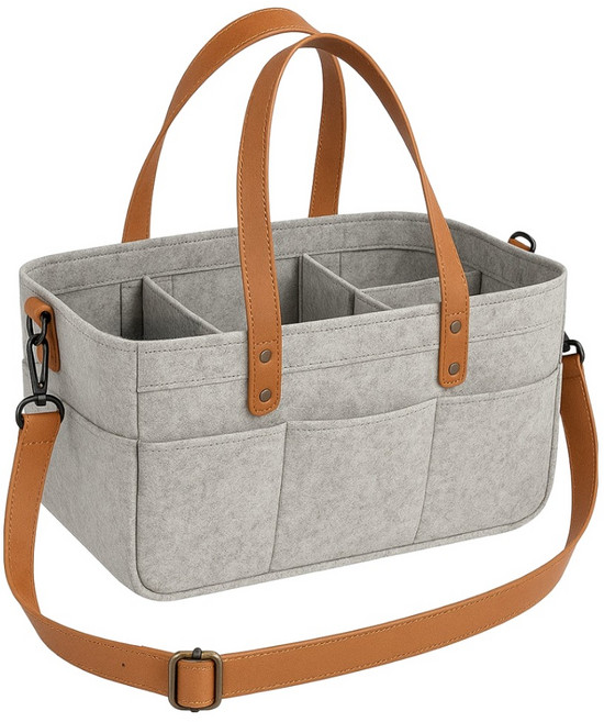 로시테라 다용도 기저귀 정리함, 그레이 가죽(숄더끈 포함)