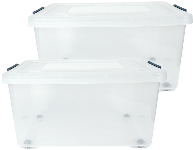 스페이스에디터 투명베이직 리빙박스, 다크블루, 2개