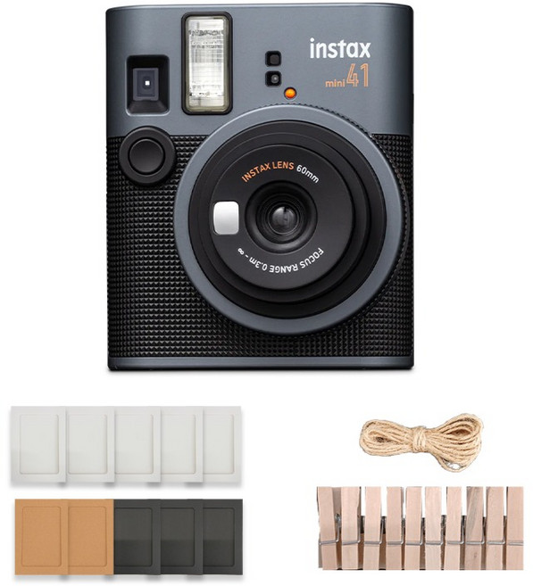인스탁스 즉석카메라 + 종이액자 랜덤발송 10p + 나무데코 세트 instax mini 41, 1세트