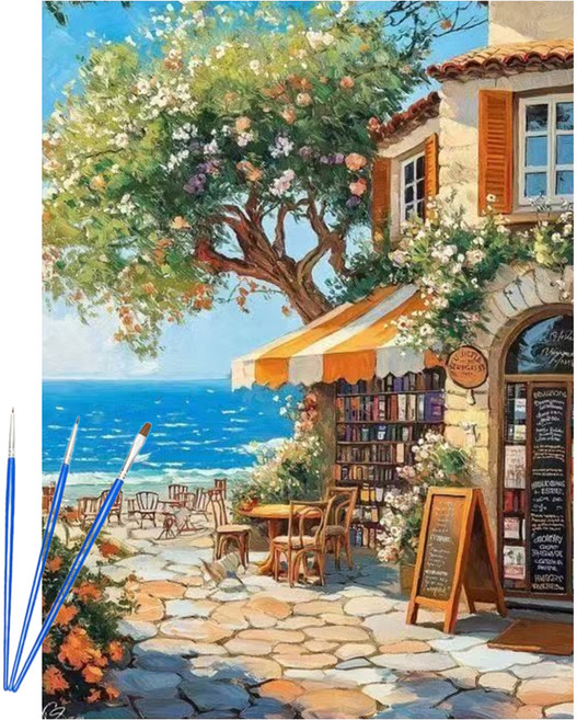 에픽스 마음을 치유하는 유화 풍경 그리기 프레임 40 x 50 cm + 페인트 브러쉬 세트, 행복한 서점, 1세트