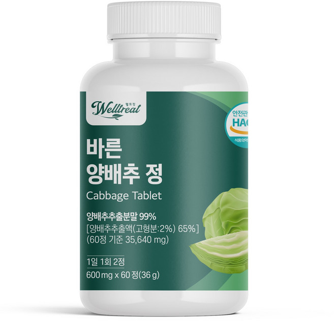 웰트릿 바른 양배추 정, 36g, 1개
