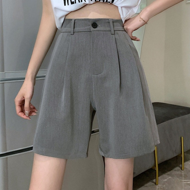 Paperments 女款大尺碼空氣感壓褶西裝版型夏季短褲 11080