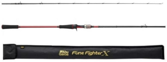아부가르시아 푸네파이터 x 라이트지깅 선상 낚시대, 블랙 + 골드 + 레드