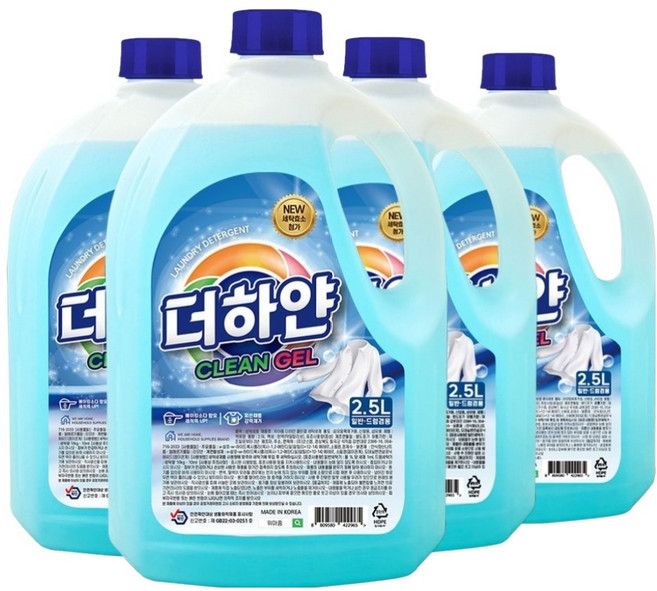 위아홈 더하얀 클린겔 베이킹소다 효소첨가 액체세제 본품, 2.5L, 4개