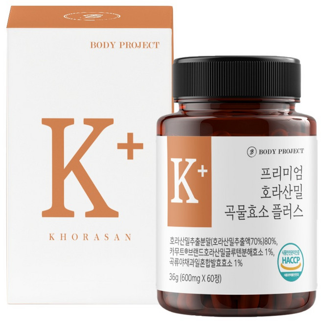 BodyProject 頂級霍拉桑小麥穀物酵素Plus 36g, 1個, 60錠