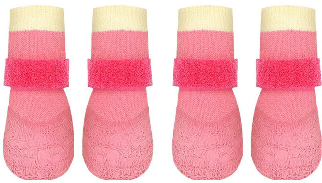 파스텔펫 반려동물 컬러 방수 양말신발, 핑크, 4개