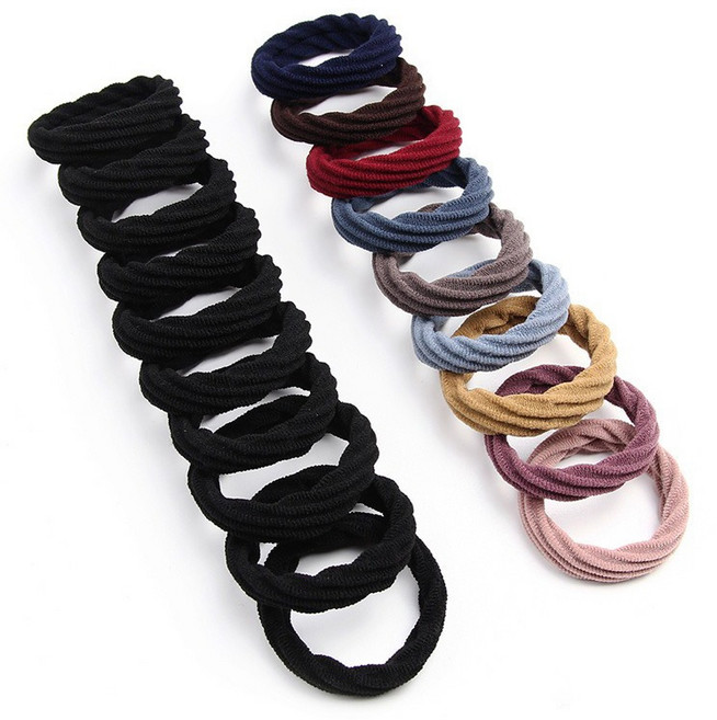 무식이네 슬릭 무매듭 짱짱한 고탄력 헤어 머리끈 20P