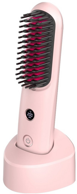 슈틸루스터 무선 헤어 스타일러 3단 온도조절 빗 고데기, 핑크, ST-RHS100