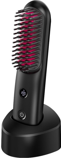 슈틸루스터 무선 헤어 스타일러 3단 온도조절 빗 고데기, 블랙, ST-RHS100