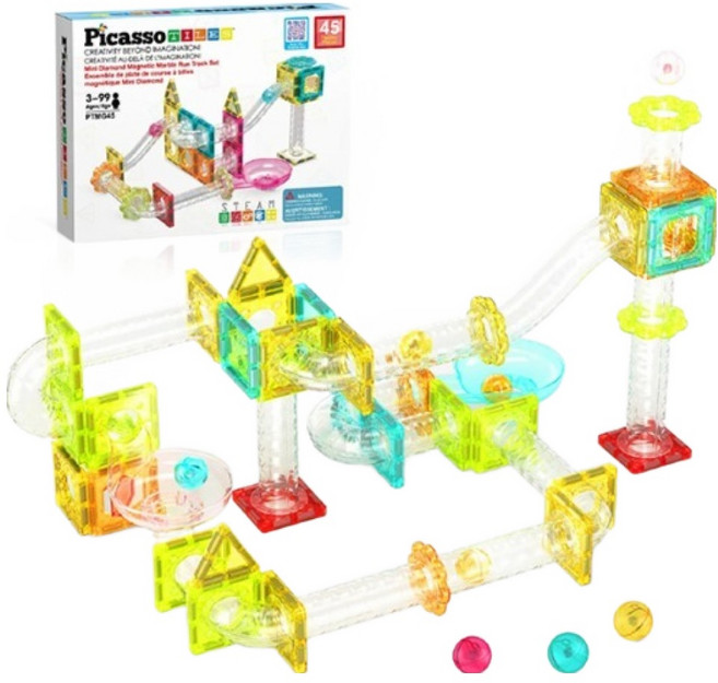 피카소타일즈 마블런 미니자석블럭 세트 45p, 1세트, 혼합색상