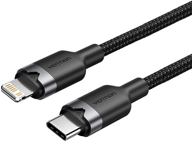 VEnTIOn 威迅 LAL Type-C-Lightning 充電線, 2m, 黑色, 1條