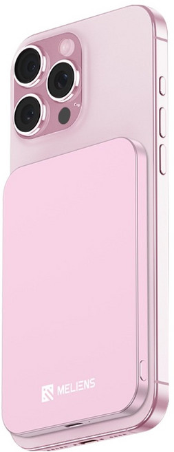 멜리언스 맥세이프 알루미늄 마그네틱 보조배터리 3000mAh C타입, 슈가 핑크, ML-LWK03