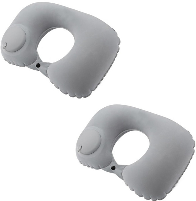 에버하우스 휴대용 에어펌프 목베개 2p, 그레이