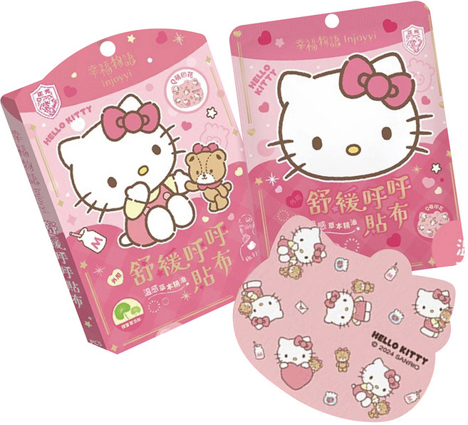 明基健康生活 幸福物語 三麗鷗 舒緩呼呼貼布 HELLO KITTY 溫感玫瑰, 1盒, 6片