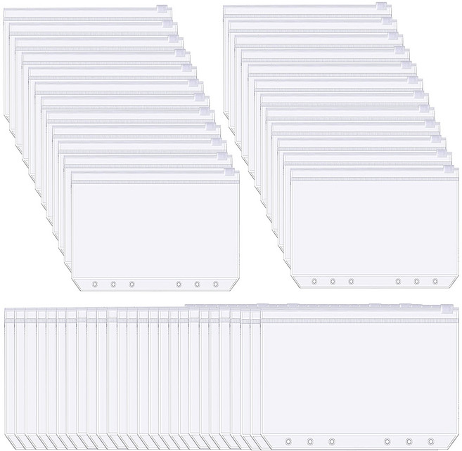 유메모아 6공 다이어리 PVC 지퍼백 현금 생활 A5 수납정리, 60개